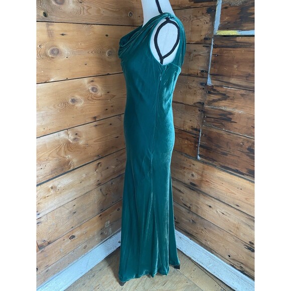 J Peterman Vintage Silk Rayon Velvet Evening Dress Women’s 2 Gown Emerald Green - Picture 7 of 12